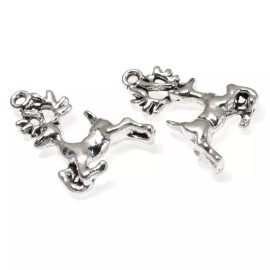 Hackberry Creek 20 Silver Prancing Reindeer Charms - Festive Adornments for Jewelry and Gifts