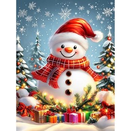 BOWETILE DIY Cute Snowman Diamond Painting, Christmas Diamond Art Painting Kits for Adults, Christmas Tree Full Drill Painting Rhinestone Embroidery Pictures for Beginner Home Wall Decor 30x40 cm