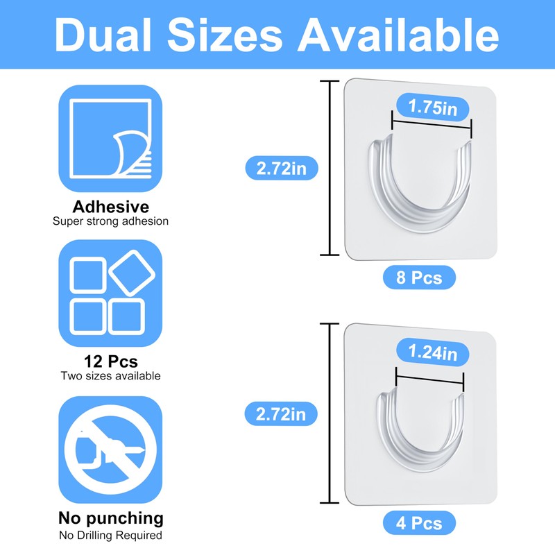 12 Pack Shower Rod Holder, Adhesive Shower Curtain Rod Holder