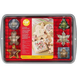 Wilton-Cookie Christmas Baking Gift Set 12 Piece Pan, Cooling Rack Sheet Cutters