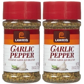 Lawry's Garlic Pepper Coarse Ground Blend, 2.6 oz Shakers, 2 pk