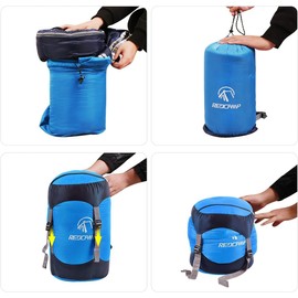 REDCAMP 17L Nylon Compression Pack Sack for Sleeping Bag, Lightweight Compact Compression Bag for Camping, Outdoor Hiking, Backpacking, Travel, Blue, Medium