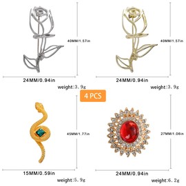 FAIRYGATE Brooches Vintage Ladies Brooches Set Ladies Brooches UK Statement Large Pave Wedding Bridal Crystal Fashion Vintage Art Deco Style Scarf Brooch Pin for Women Silver Gold Accessories B7720