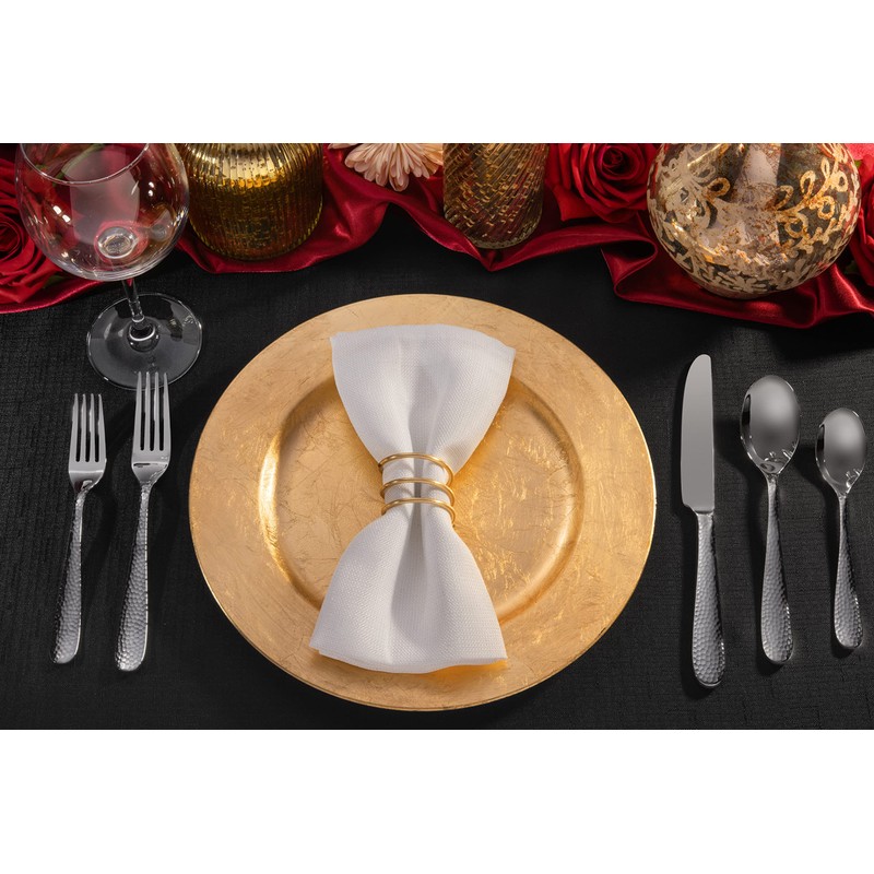 Hudson Essentials Premium 40 Piece Hammered Silverware Set, 18/10 Stainless