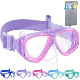 Vvinca Kids Swim Goggles with Nose Cover Goggles for Kids 6-14, Toddler Goggles with Fabric Strap Shatterproof Anti-Fog UV Protection& Leak-Proof, Waterproof Swimming Goggles for Age 3-14