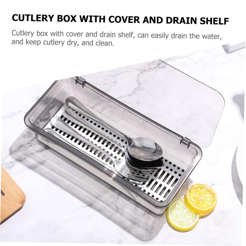 GRIRIW 2pcs Cutlery Holder with Drain Shelf Multi-Function Chopsticks Box