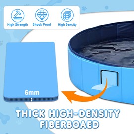 Portable Dog Swimming Pool, 160 cm x 30 cm, PVC Bathing Tub for Extra Large Dogs, Indoor/Outdoor Use, with Pet Bath Brush