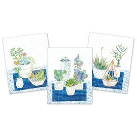 Succulents Art Prints (Ready to frame. Set of 3 quality prints with foil accents.))