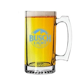 Busch Light XL Beer Glass Mug, 25 oz, Heavy Duty with Thumb Grip Handle, Set of 2