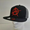 Otto Anarchy Embroidered Patch Flat Bill Trucker Mesh Snapback Black