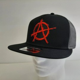 Otto Anarchy Embroidered Patch Flat Bill Trucker Mesh Snapback Black OSFM Otto