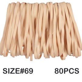 AIWOQI AIWOQI Rubber Bands 80Pcs Size#69 Big Elastic Rubber Band Large Beige Rubber Bands for Office Supplies File Folders Litter Box (5.9" x 0.24")