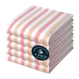 HEIRLOOM COMFORT - Juego de 5 toallas de cocina a rayas, 18 x 26 pulgadas, 100% algodón, súper absorbentes y de secado rápido, toalla de plato duradera para secar platos, lavable a máquina, uso diario