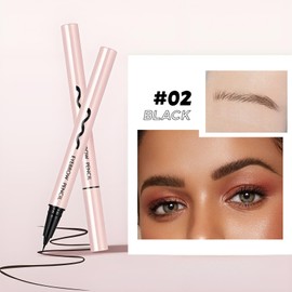 Waterproof Eyebrow Tint Pen with Razor & Scissors – Smudge-Proof, Transfer-Proof Brow Marker with Ultra-Fine Tip for Naturally Defined, Long-Lasting Brows – Black