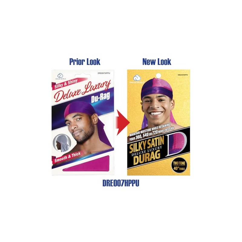 Dream World Silky & Shiny Deluxe Luxury Du-Rag Two Tone