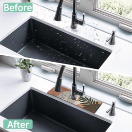 Kitchen Sink Splash Guard Faucet Mat 15" X 5.5" Boho Absorbent Fast Drying Mat Faucet Draining Mat Sink Splash Guard Behind Faucet Drip Catcher for Kitchen Bathroom
