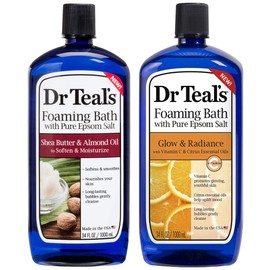 Dr Teal's Dr Teal's Foaming Bath Combo Pack (68 fl oz Total), Moisturizing Shea Butter & Almond Oil, and Glow & Radiance with Vitamin C and Citrus Essential Oils