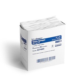 MediChoice Sterile Gauze Sponge, 4x4 Inch, 12-Ply, USP Type VII, Wound Care for First Aid, GZ74004, White, Case of 600