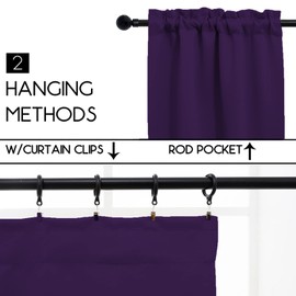 Pickluc Purple Cafe Curtain (Half Window Curtain) 30 Inches Length, Rod Pocket Small Kitchen Curtain, Short Blackout Curtain for Small Window, 30" Wide and 30" Long, 2 Panels
