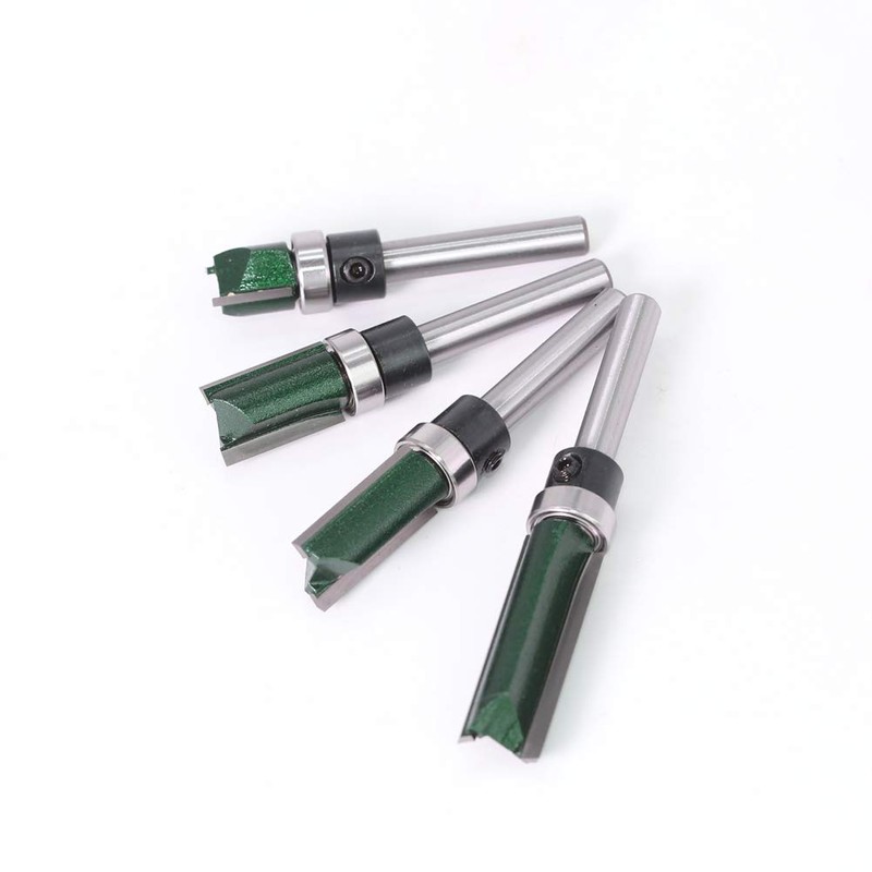 Wolfride 4PCS Straight Router Bit with Bearing, 1/4-Inch Shank Top