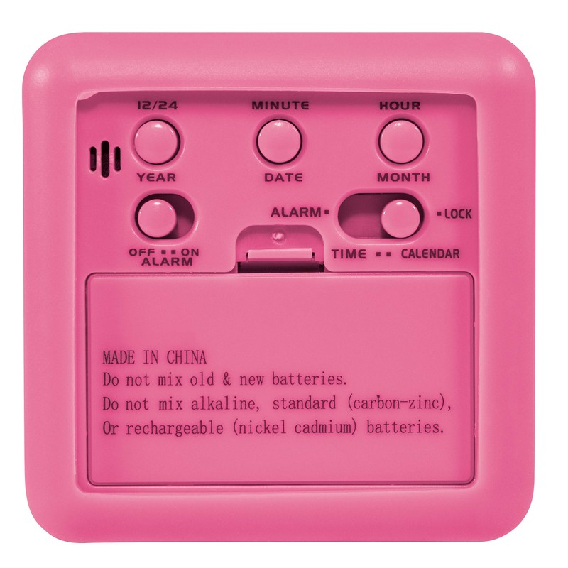 Equity 70910 Digital Pink Silicone Cube Alarm Clock with On-Demand