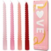 Topsics Red Gradient Taper Candles, Spiral Twisted Taper Candles Set