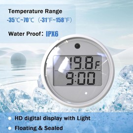 Ice Bath Thermometer Timer,Water Thermometer Timer for Ice Bath,Digital Ice Bath Temperature Thermometer,Effective Floating Thermometer,Floating Pool Ice Water Temperature,Bath Water Thermometer#Blue