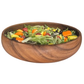 Woodard & Charles Acacia Wood Large Multipurpose Serving Bowl for Serving Salads, Snacks, Fruits and more, 10" x 1.75"