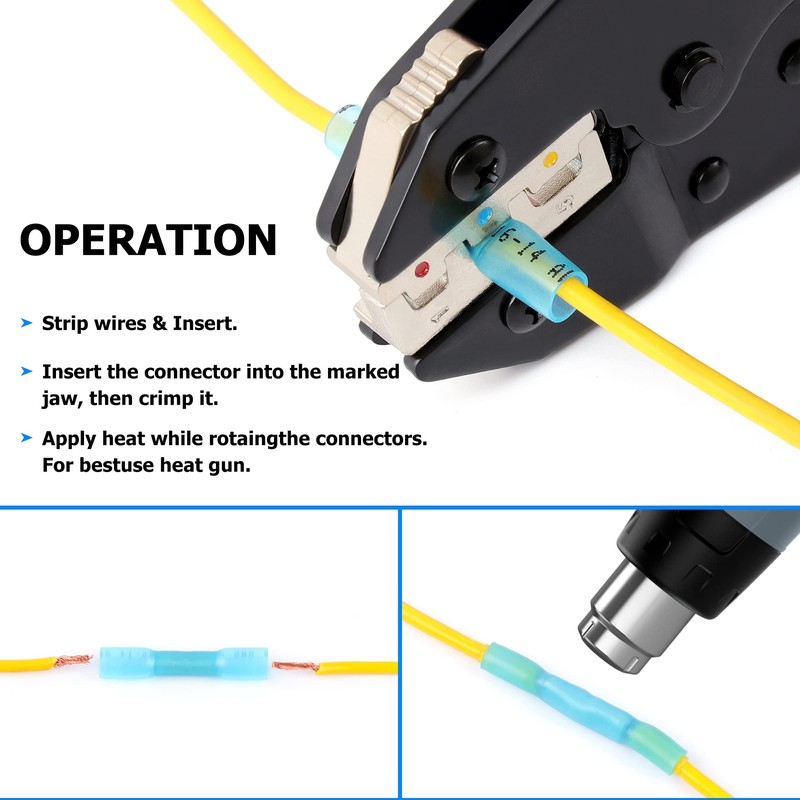 Flytuo Crimping Pliers for Shrink Connectors - Professional Wire Crimper