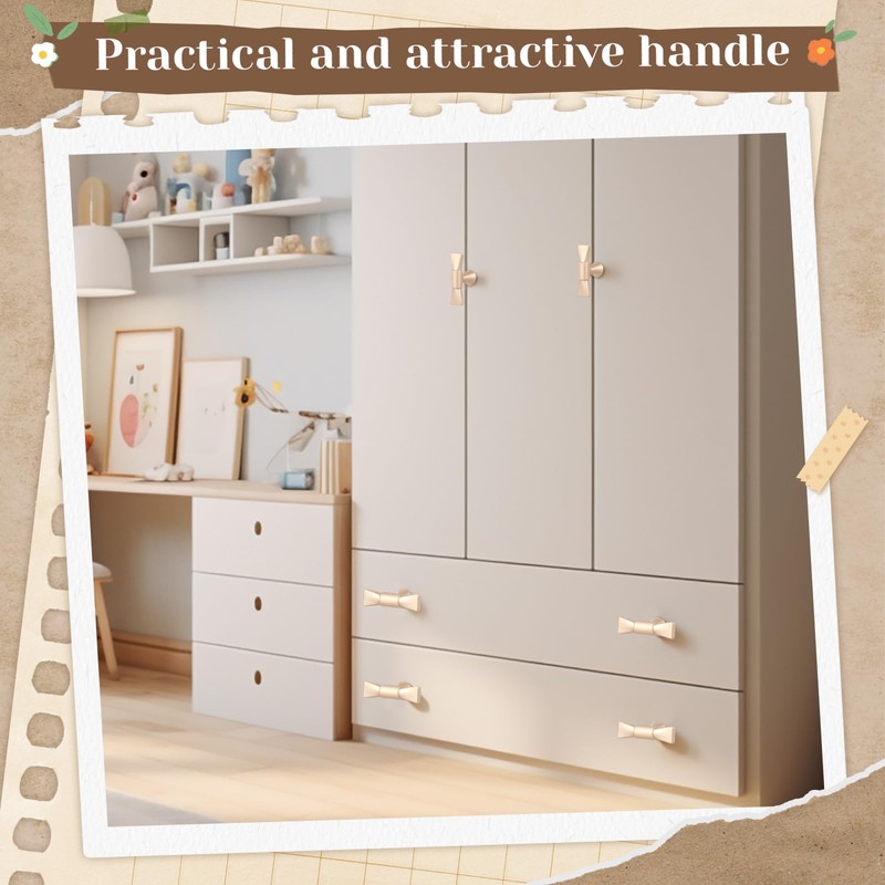 Otoolling 10 Pcs Gold Bow Drawer Knobs Bow Knobs for
