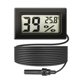 Digital Meter with Wire – LCD Temperature Humidity Hygrometer for Vivarium & Reptile Enclosures – Black [TH10]