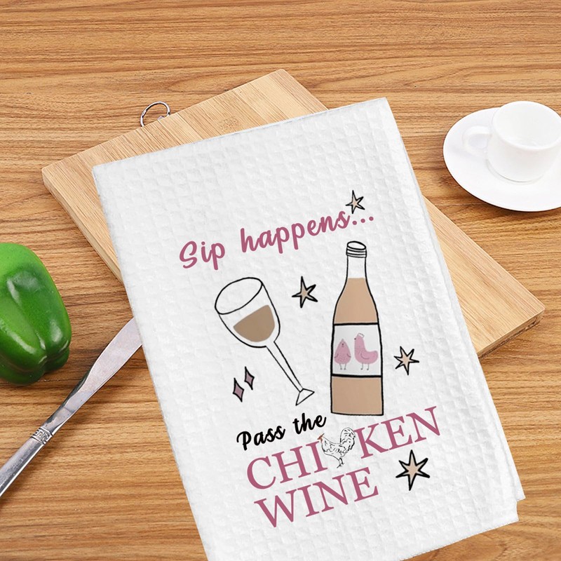 JTOUK Wine Inspired Kitchen Towel Birthday Housewarming Gift for Wine