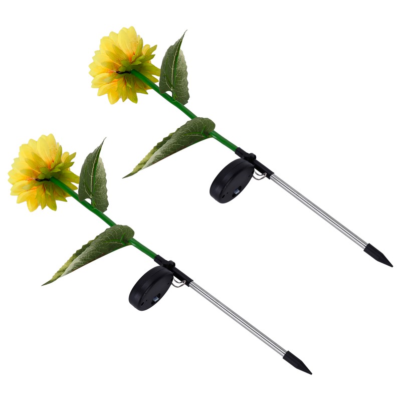2Pcs Solar Powered LED Lamp Artificial Flower Light Garden Courtyard