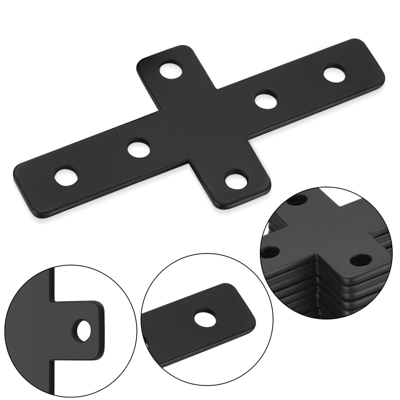 10 Pcs Cross Shaped Metal Flat Plates, 6 Holes Flat