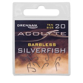 Drennan Acolyte PTFE Coated Spade End Barbless Silverfish Hooks: 18