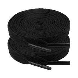 riemot 2 Paar Flach Schnürsenkel 8mm Breit reißfest Schuhbänder Ersatz Shoelaces für Sneaker, Sportschule, Laufschuhe, Herren, Damen, Kinder - Schwarz, 140cm