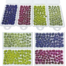 Woohome Miniature Colourful Flower Cluster, Multi Sizes Static Grass Tuft Model Grass Tufts Flower Vegetation Groups Static Grass Tufts for DIY Model Train Landscape Railroad Scenery (4A)