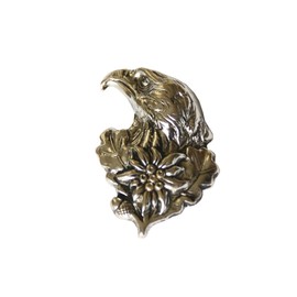 Breiter Hat Pin Badge Hat Jewellery Pin - Eagle with Edelweiss 3.3 x 2.5 cm Costume Pin Brooch, silver