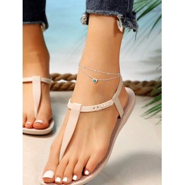 Silvora May Emerald Birthstone Silver Anklet - Month Charm Ankle Bracelet for Women Adjustable Foot Chain Anklet Summer Beach Jewelry