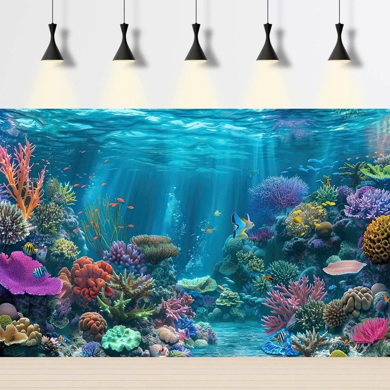 Under The Sea Aquarium Background Turquoise Underwater World Theme Terrarium