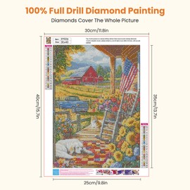 Miwixy Farm Country Life Diamond Painting Kit,Flag Diamond Art Kits for Adults,5D Full Drill Diamond Dots Paintings,Round Diamond Art Canvas for Beginners Home Wall Decor12x16inch