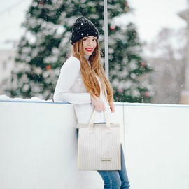 TELLUMO Corduroy Lunch Tote Bag for Women Cute Insulated Lunch Box with Large Capacity (7.5L) Reusable Lunchbag for Work, Picnic or Travel (Corduroy Beige)