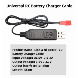 Aliwisdom Universal Battery Charger Cable with JST Connector Plug for 3.7V 1S...