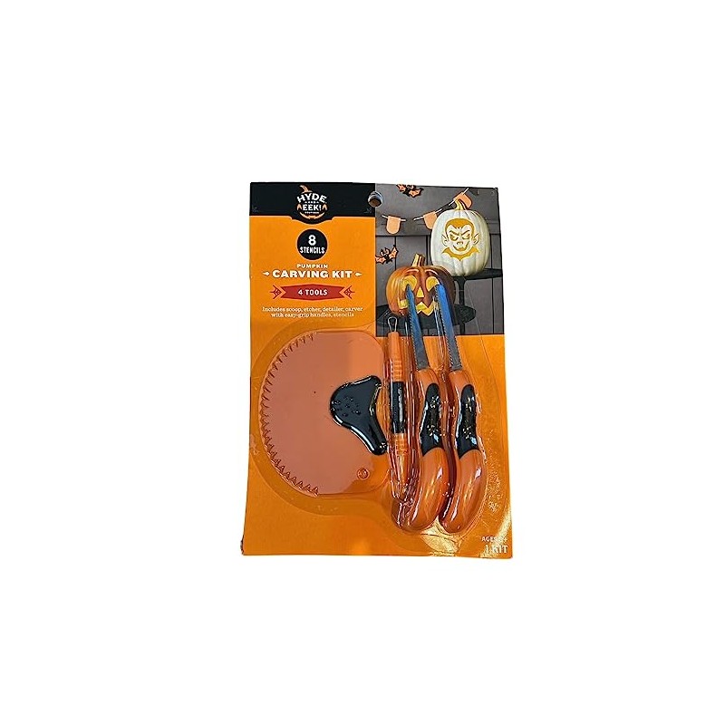 Pumpkin Carving Kit - 8 Stencils and 4 Tools