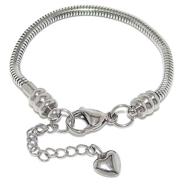 ICYROSE Hypo-Allergenic Stainless Steel Starter Charm European Style Bracelet Lobster