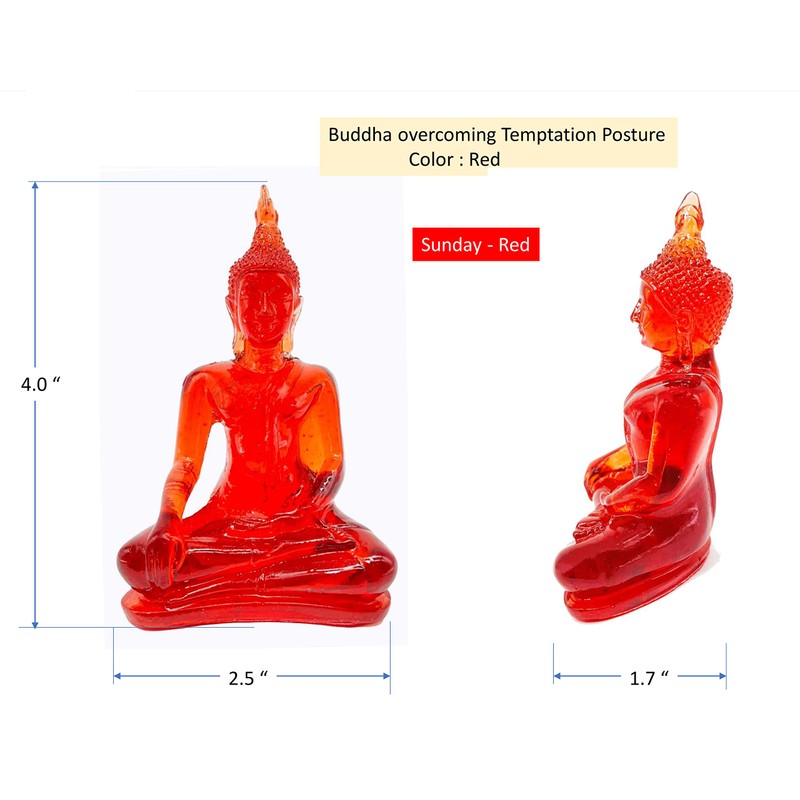 BUDDHO Buddha overcoming Temptations Buddha Statue 4" H Poly Resin