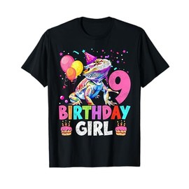 9th Birthday Girl Bearded Dragon 9 Years Old Bday Party T-Shirt