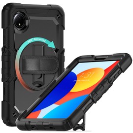 Gylint Case for Xiaomi Redmi Pad SE 8.7 inch, with Screen Protector, Hand Strap, Shoulder Strap, 360° Rotating Stand for Xiaomi Redmi Pad SE 8.7 Inch Black