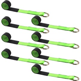 Wowangce 8 Pack Lasso Tow Truck Straps with D Ring 11, 000 Lbs Break Strength D Ring Auto Tie Down Wheel Lift Trailer Strap for Hauling Utv SUV Wrecker Rollback (2" X 10ft,Green)