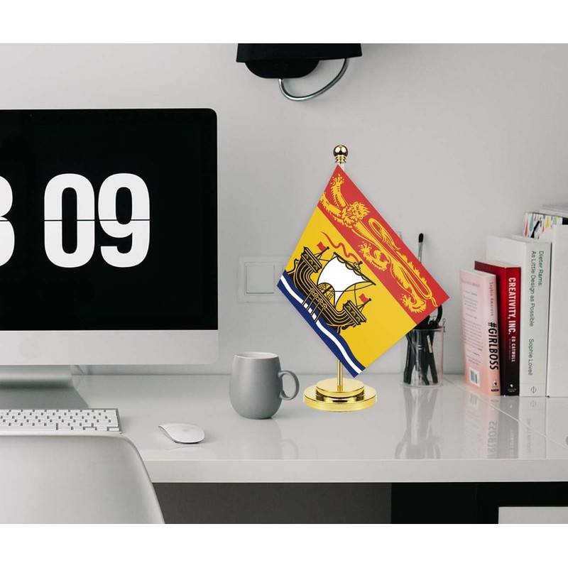 New Brunswick Desk Flag,12 inch Tall Small NB Indoor Banner,Tiny